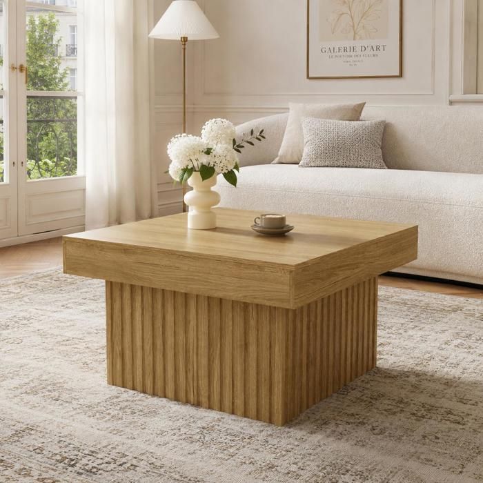 Table basse design en bois - LEMLIT - Carré - MDF & panneaux de particules - 79x79x46cm
