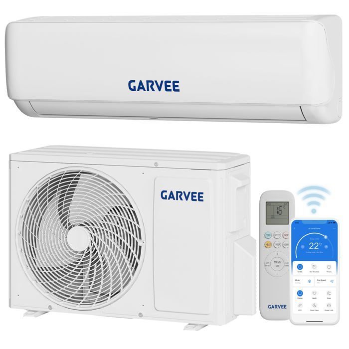 Climatiseur central split 12000 BTU –– Inverter silencieux – Installation murale facile – Idéal jusquà 110 m² – Contrôle WiFi/APP