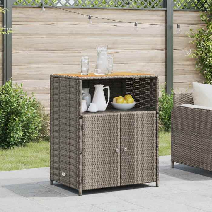 Gris Armoire Gris 70x50x87 cm Polyester et Roly Ratten - Meuble Rangement LV32539