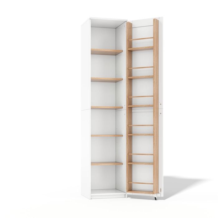 Armoire de rangement haute – Meuble colonne MDF blanc et naturel – 40 x 40 x 183 cm