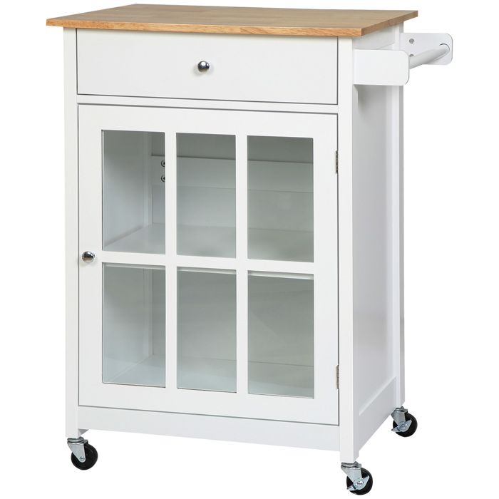 67 x 48 x 86 5 cm desserte de cuisine à roulettes blanche rangement avec tiroir et placard pour petite cuisine