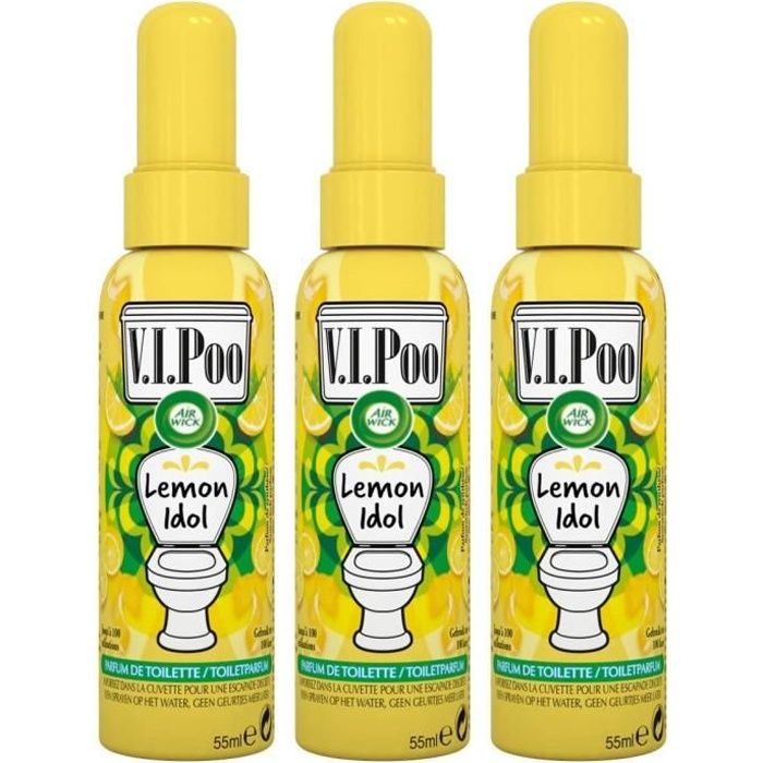 Air Wick Desodorisant WC Spray V.I.Poo Anti Odeur Parfum Lemon Idol 55 ml, Lot de 3