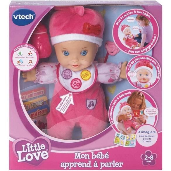 Poupee poupon apprend a parler lire et chanter 32 cm velours tout doux rose Vtech piles fournies Cdiscount Jeux Jouets