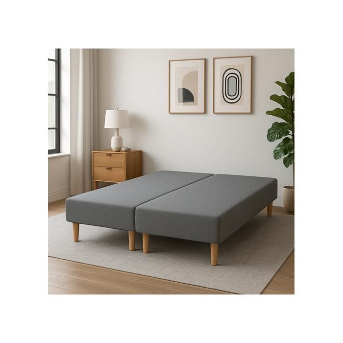 SOMMIER TAPISSIER GRIS 70X190X2 (140X190) FABRICATION FRANCAISE ARTISANALE PIEDS OFFERT HAUTEUR AVEC PIEDS 27CM - som70x190x2gris