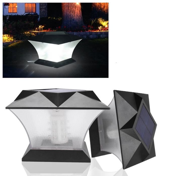 18 LED Solaire Lampe Pilier Jardin Colonne Exterieur lumière blanche lampe de jardin