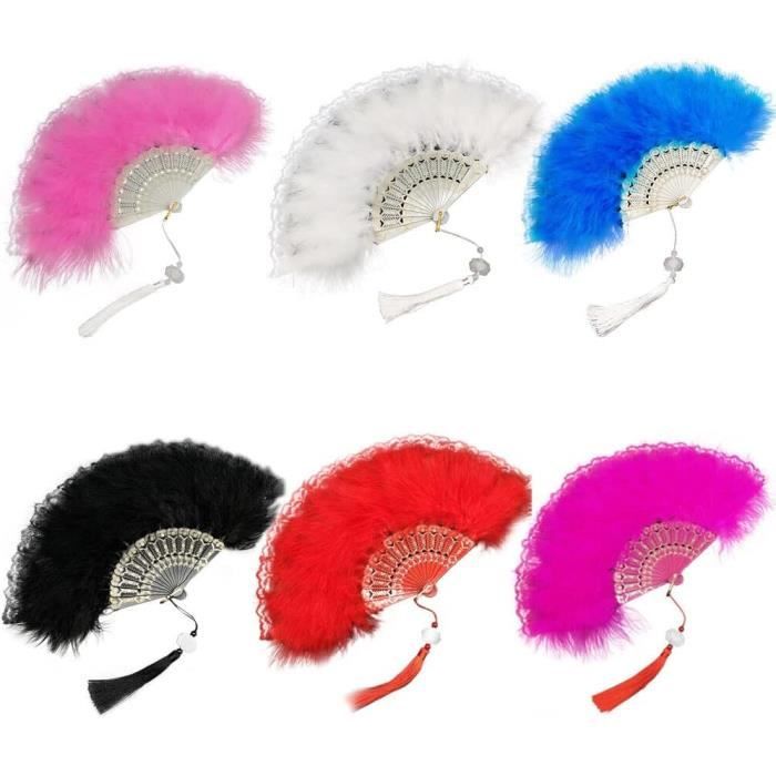 Lot De 6 1920S Éventail Plume Dentelle Éventail À Main Pour Femme ...