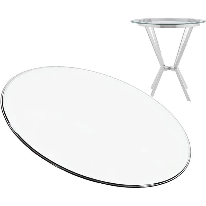 Plateau De Table Rond En Verre Trempé Noir - Diamètre 60 Cm, épaisseur 0,8 Cm, Design Marbre, Facile à Nettoyer - 10