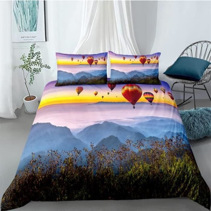 Parure De Lit 1 Personne Football - Housse De Couette 160x200 Cm + 2 Taies 65x65 Cm - Microfibre 110 G/m² - Fermeture éclair