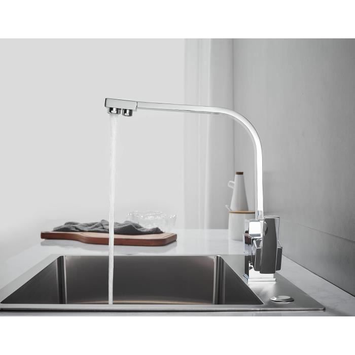 Robinet De Cuisine, 3 Voies, Pivotant à 360°, Robinet D'évier De