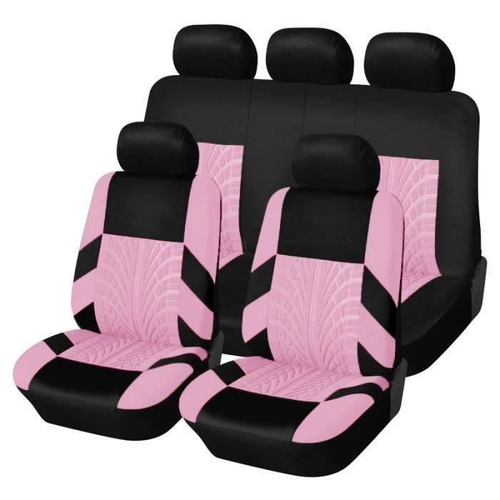 Housse de siège voiture - Peugeot - 9 pièces - Cuir PU imperméable - Rose - Confortable
