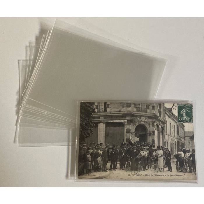 200 pochettes de protection en plastique pour cartes postales anciennes 100 microns