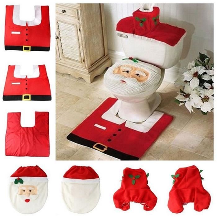 Tapis De Noël Pour Salle De Bains - Set Siège De Toilettes Et Sol Antidérapant - Déco Fêtes D'hiver Festives - 10