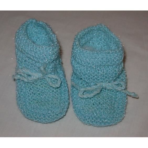 Chausson Bebe Garcon Naissance Tricote Bleu Cdiscount