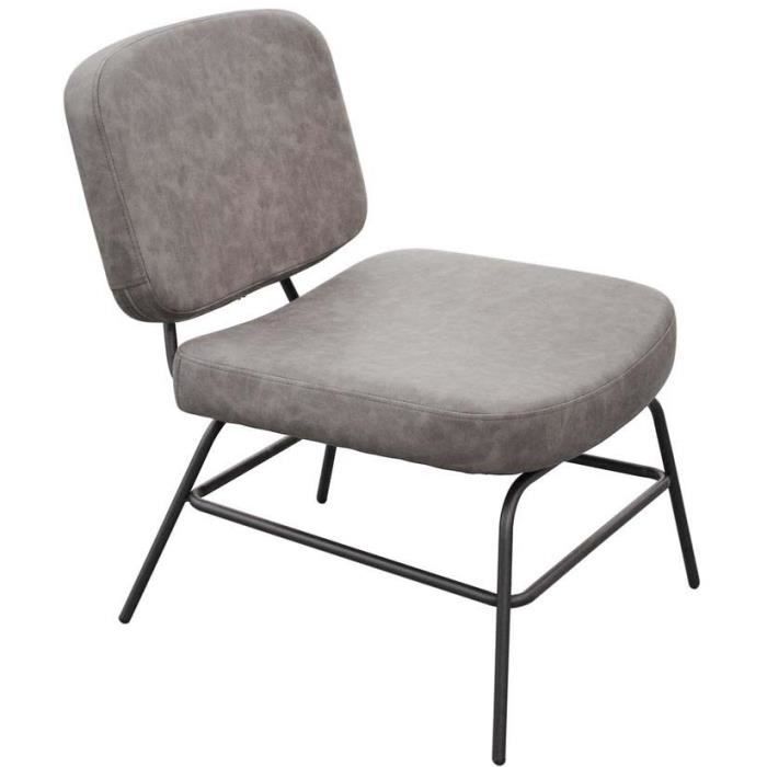 fauteuil lounge - detroit - gris - style industriel - assise et dossier rembourré