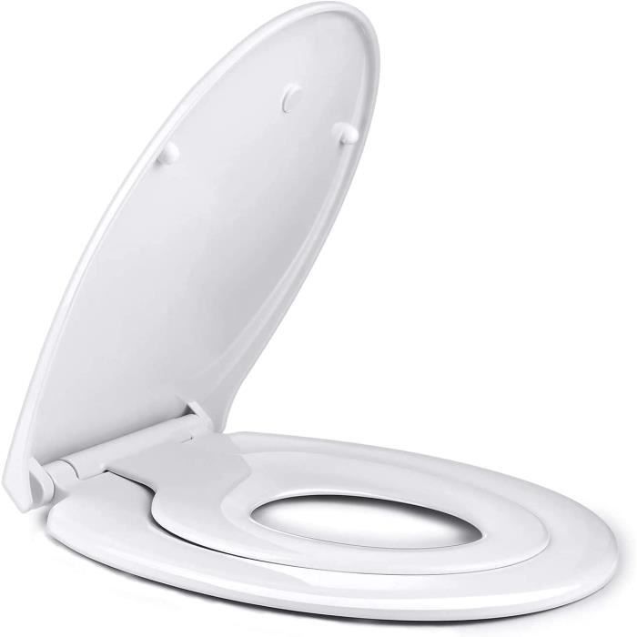 Abattant de WC familial ovale, Matériau : polypropylène, Fermeture lente  et silencieuse