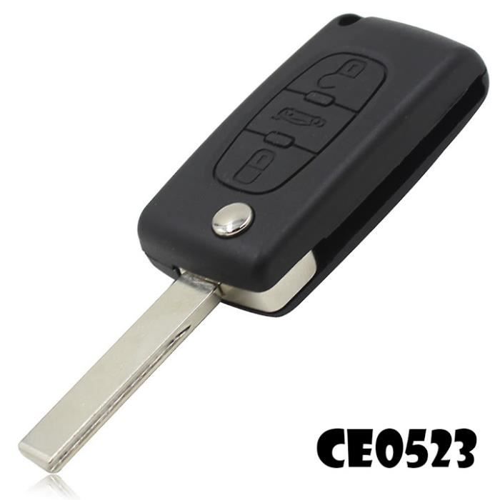Coque Clé Télécommande Citroën C8 - Modèle CE0523 Avec Lame Rainurée 8mm | Compatible 807, 1007, 4 Boutons