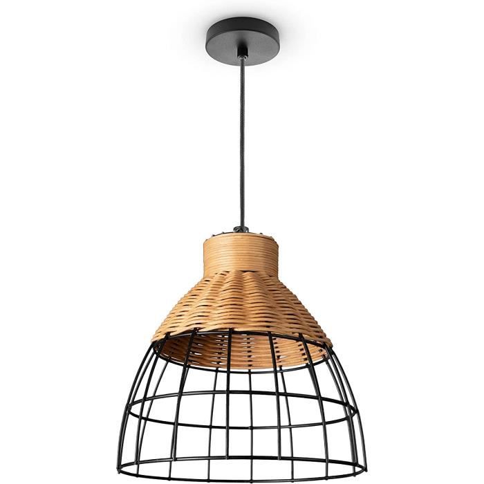 Lampe De Plafond En Rotin - Lampe Suspendue Stile Boho Bali - 60cm