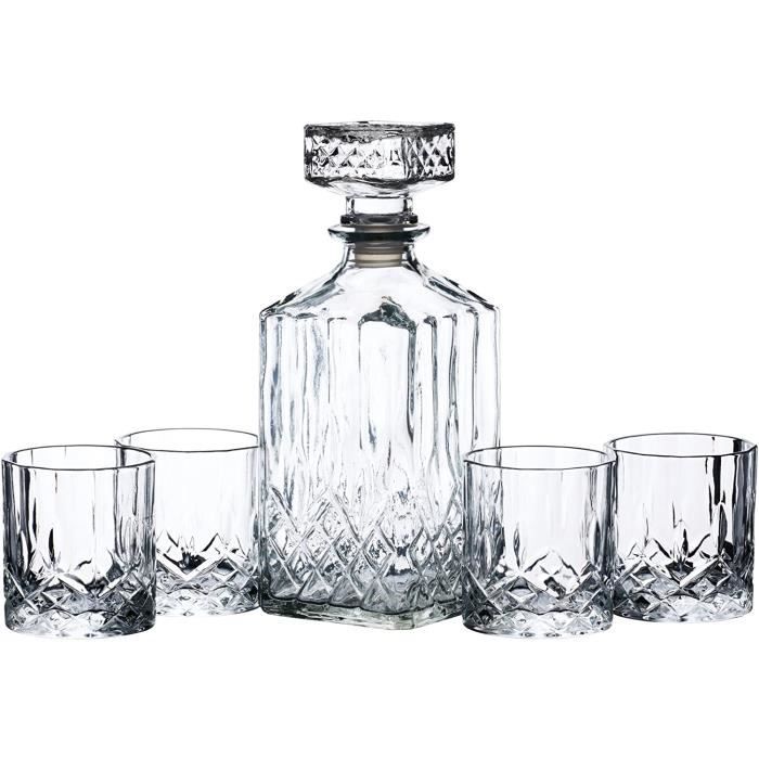 BarCraft BCDECSET CutGlass Whisky Decanter and Tumbler Set in Gift Box