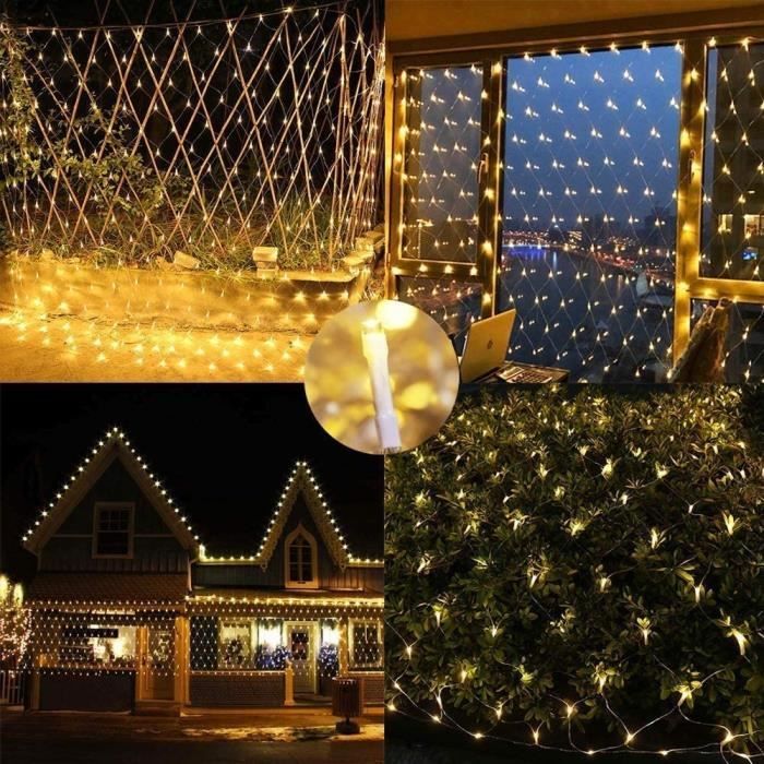 Rideau lumineux à LED, filet lumineux 3m x 3m rideaux de chaînes lumineuses  300 LEDs chaîne lumineuse, rideau lumineux pour mariage, jardin, balcon,  fête extérieure / intérieure 