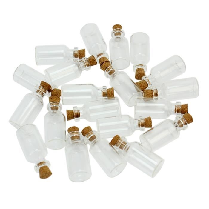 PandaHall Elite 16 pcs 30mm Bouteilles en Verre Transparent Tube Suspendu souhaitant Bouteilles avec des Bouchons en M/étal Dor/é//Argent