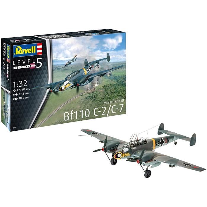 Maquette d'avion Messerschmitt Bf110 C-7 - Revell 04961 - Kit de modélisme d'aéronautisme