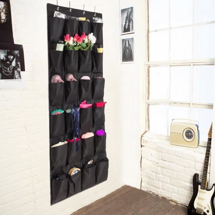 24 Poches Range Chaussures à Suspendre, Rangement Suspendue sur la Porte, Multifonction Organiseur Mural de Stockage, Shoe Rack pour Chambre à Coucher