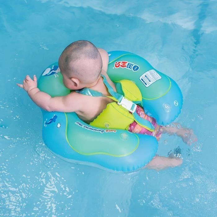 Bleu Bébé anneau de natation de flotteur gonflable avec double airbag enfants dispositifs de flottaison de nage en été avec siège