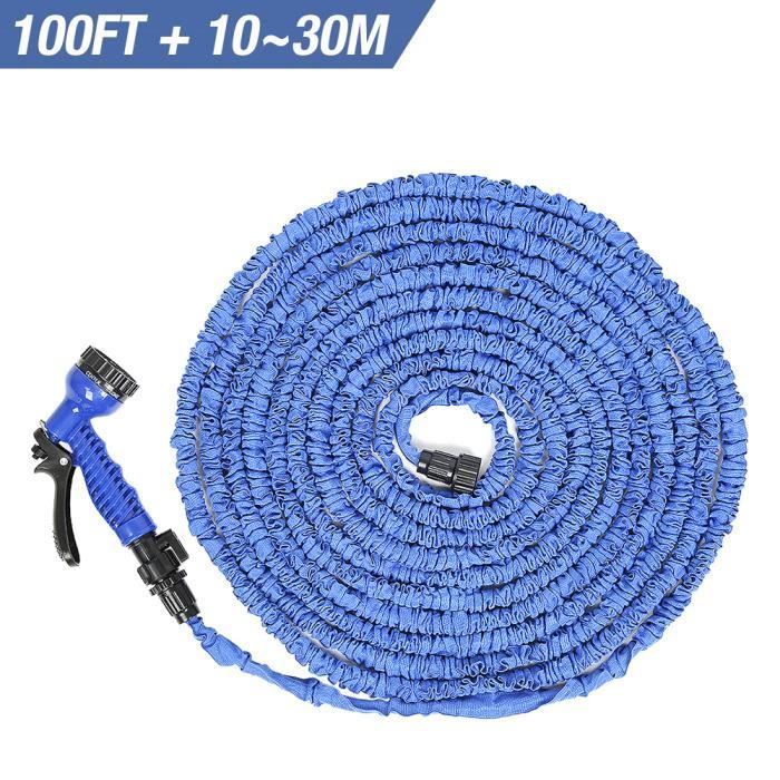 Tuyau D'Arrosage Extensible 30 M / 100 Ft – 7 Modes Pulvérisation – Léger, Flexible, Anti-Nœuds – Jardin, Voiture, Animaux
