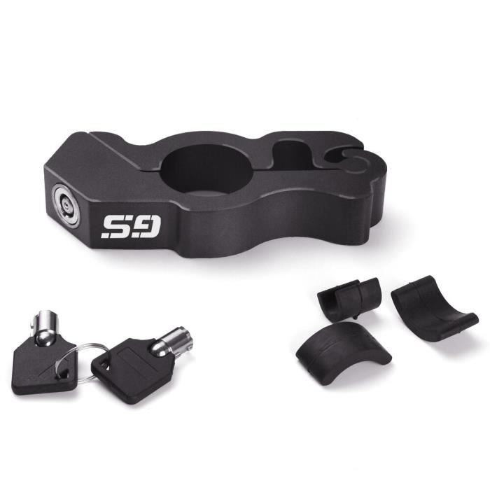 Antivol Poignée De Guidon Avec Câble Pour Casque - Compatible Moto/scooter, Aluminium Noir, Neuf