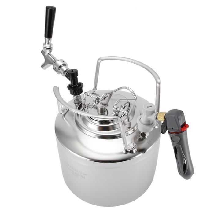 Growler Mini Fût De Bière 5L En Acier Inoxydable - Baril Avec Couvercle Spirale Pour Maison Et Hôtel