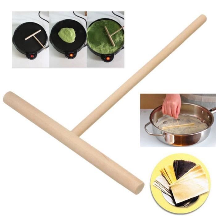 3 Épandeurs à Crêpes En Bois Forme De T - Environ 12x16cm - Pour étaler Pâte à Crêpes Et Pancakes