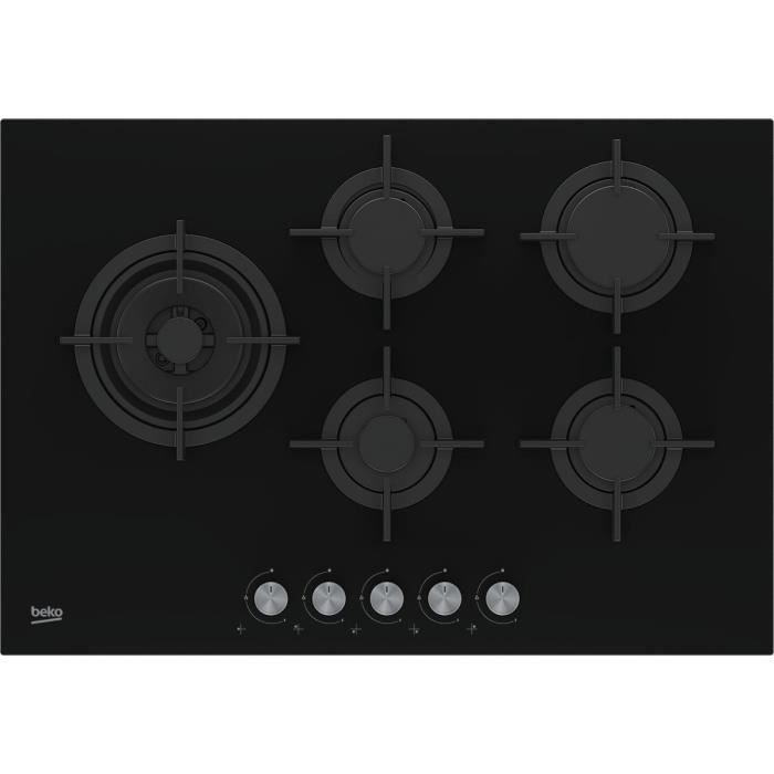 Plaque de cuisson gaz Beko 5 feux (4 gaz+1 Wok) 75cm HILL75222S