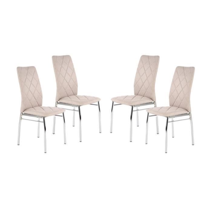 chaise de salle à manger en tissu beige - carellia - lot de 4 - design ergonomique
