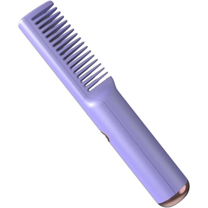 Lisseur De Cheveux Sans Fil Mini - Peigne Chauffant 7,5W - 18,8 Cm - Pour Tous Types De Cheveux