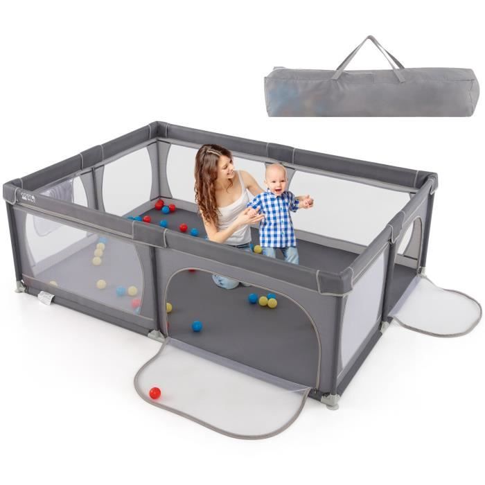 COSTWAY Parc pour B&eacute;b&eacute; avec 50 Balles Oc&eacute;aniques Cl&ocirc;ture pour Tout-Petits avec Maille Respirante, Centre d'Activit&eacute;s avec Base Antid&eacute;rapante et Grande