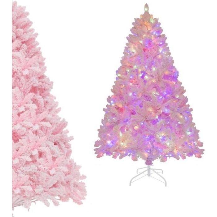 COSTWAY Sapin de Noël Artificiel Floqué 185 cm 350 Lumières LED de 4