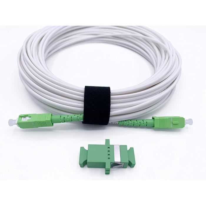 Elfcam® - Câble à Fibre Optique SC-APC à SC-APC Monomode, La Livraison avec Le Coupleur pour Rallonge Fibre Optique, Compatible(3M)