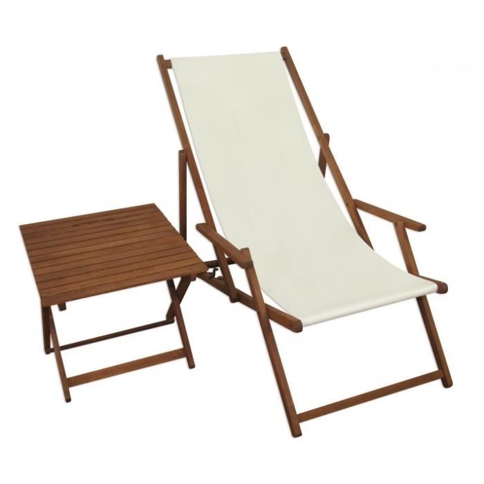 chaise longue de jardin blanche - erst-holz - 10-303t - pliant - bois massif - contemporain