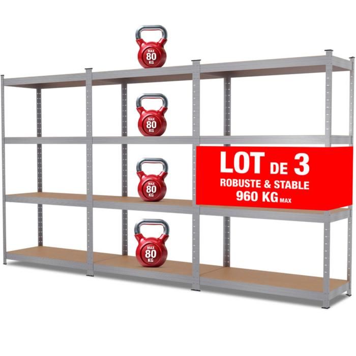 Étagère Métallique Robuste 150 x 30 x 210 cm - EURO VANADIUM