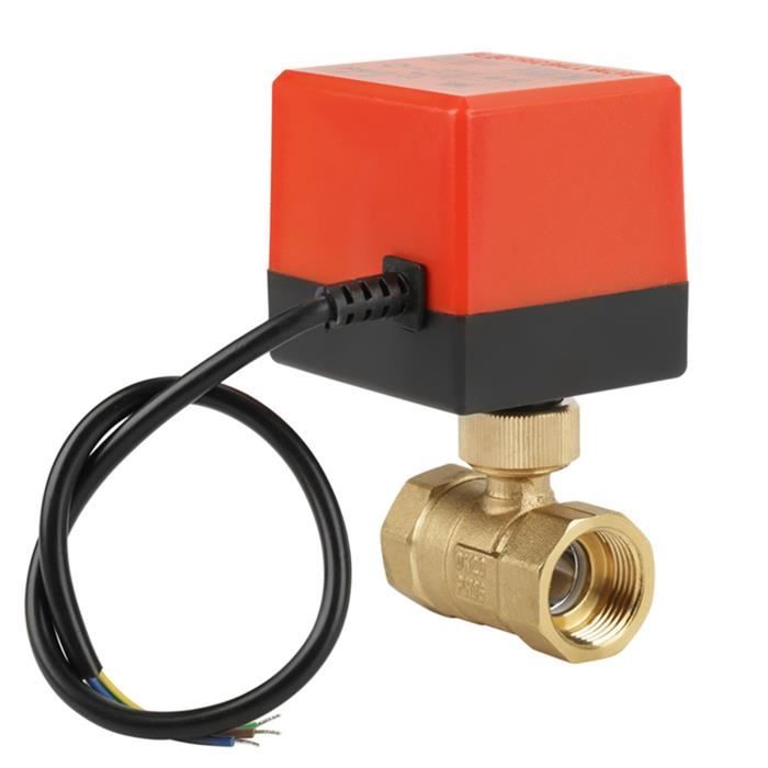 Vanne à Boisseau Sphérique Motorisée Laiton DN40 G1-1/2 - 12V DC - Pour Eau, Air, Huile, Carburant - Pression 1.6 MPa