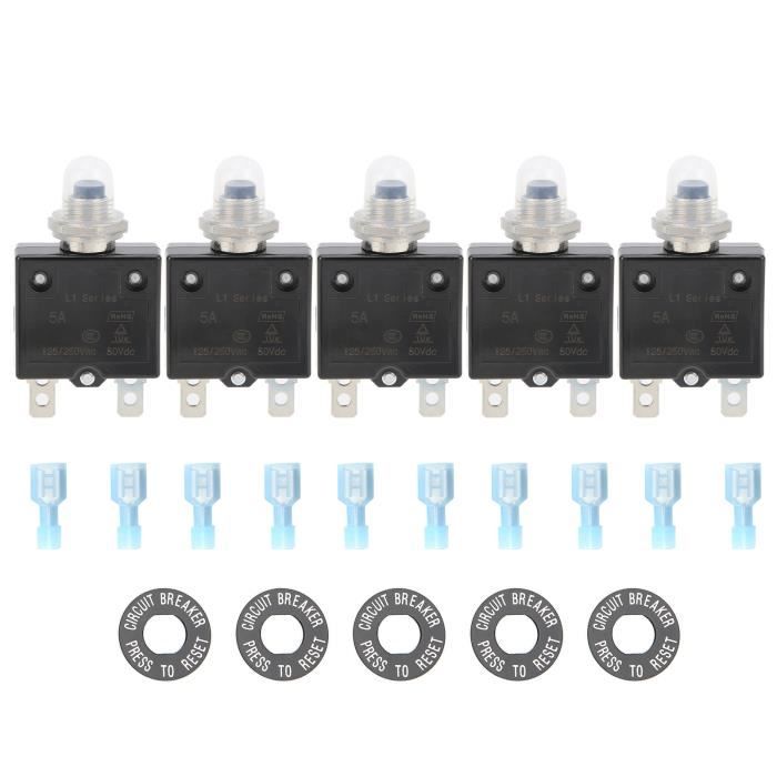 Disjoncteur Thermique Réarmement Manuel - Protection Surcharge 5A-30A - Bouton Reset - 15A