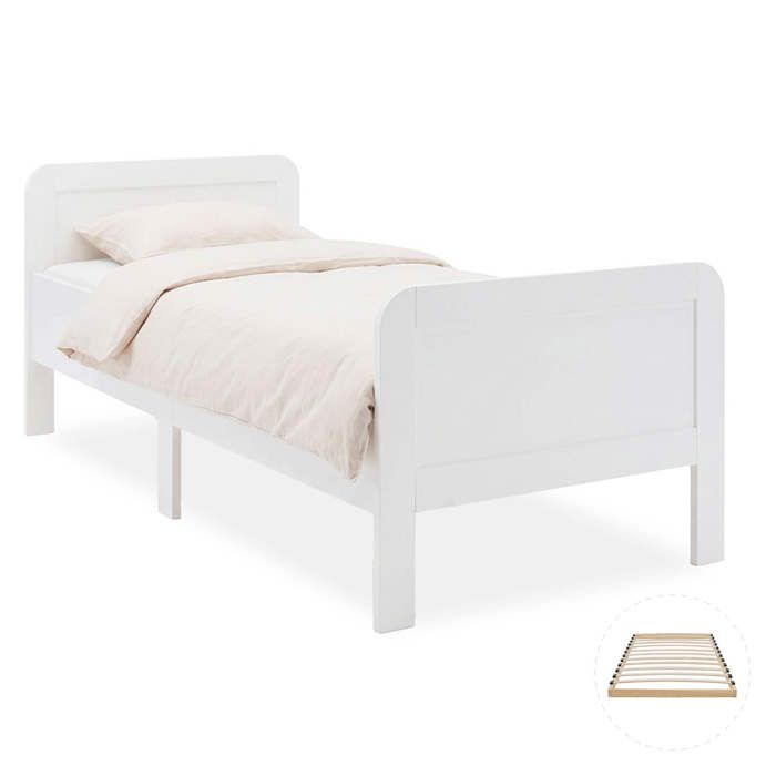 Lit Confort 90x200 cm Blanc Lit senior réglable en hauteur avec sommier Lit simple Bois Lit Confort 90x200 cm Blanc Lit senior réglable en hauteur avec sommier Lit simple Bois