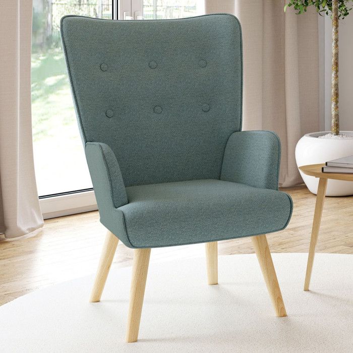 IDMARKET Fauteuil scandinave IVAR en tissu vert eucalyptus IDMARKET Fauteuil scandinave IVAR en tissu vert eucalyptus