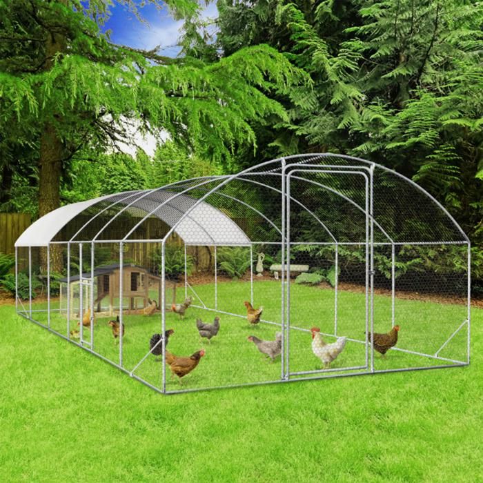 ID MARKET - Enclos poulailler grillagé 3x7,5 M avec porte latérale 