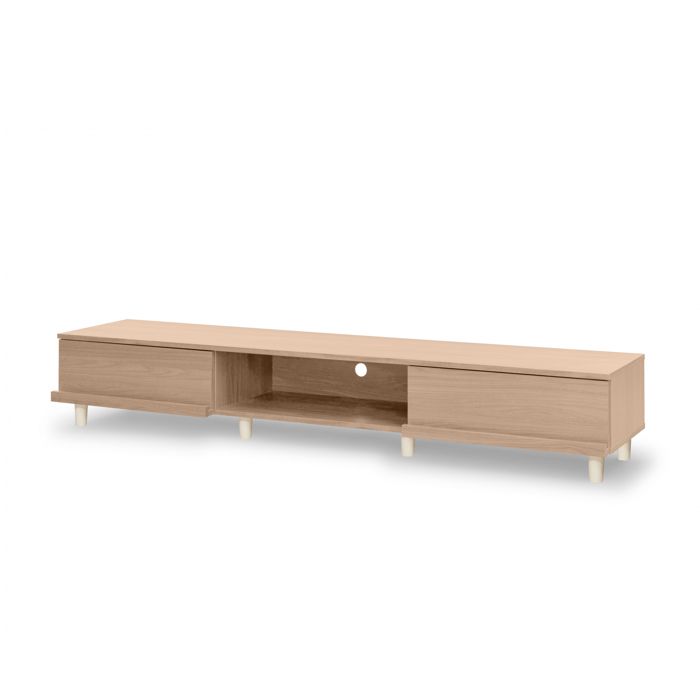 Iris Ohyama Meuble TV Meuble tele Banc TV pour ecran jusquà 65 pouces BAB-180A- Marron Clair L42.1 x P180 x H30 cm