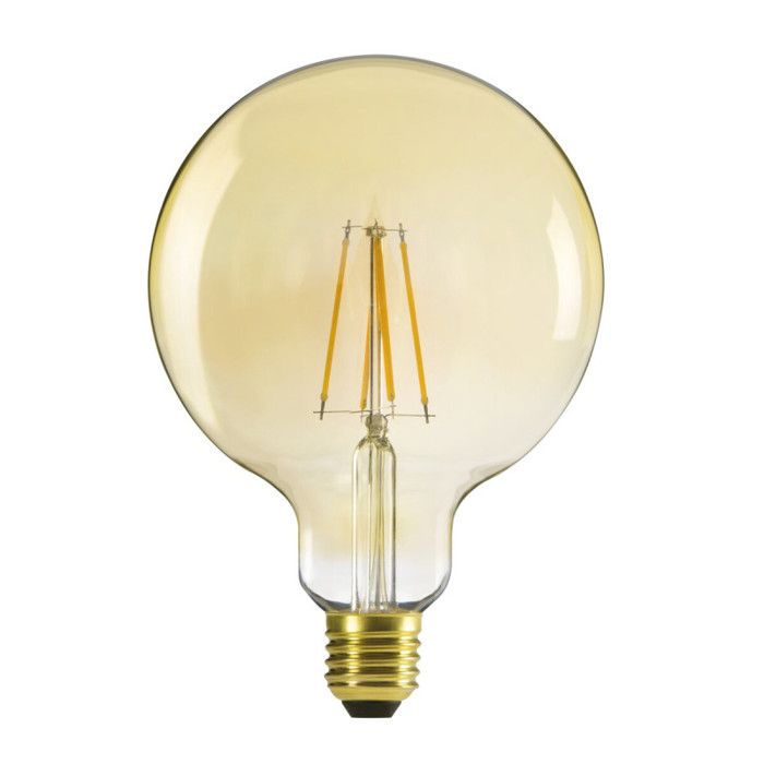 Ampoule LED Globe G125 – Ambre – 7W – E27 – Blanc Chaud – Verre décoratif KL-29638