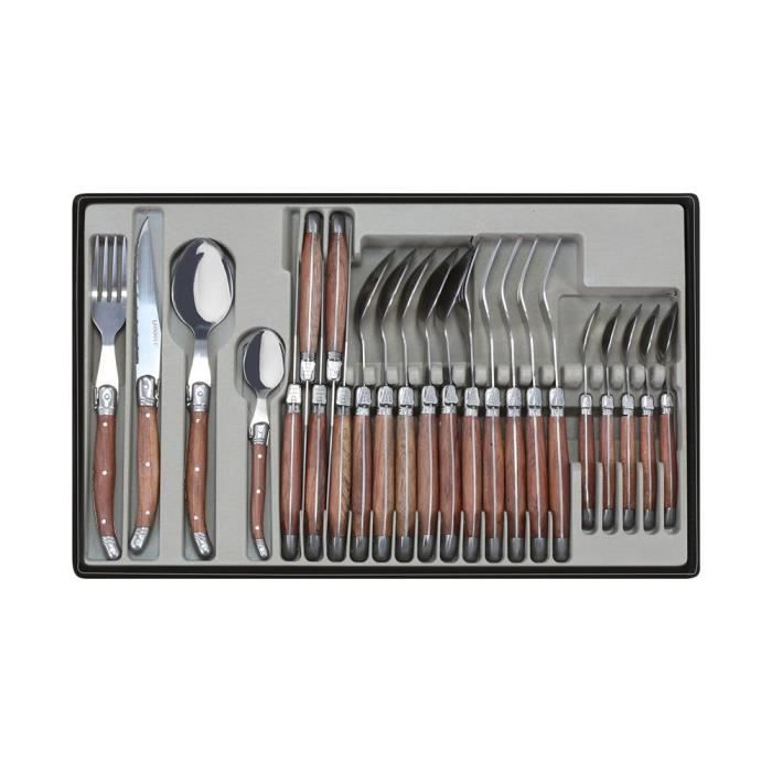 Laguiole - Ménagère 24 pièces marbré foncé en acier