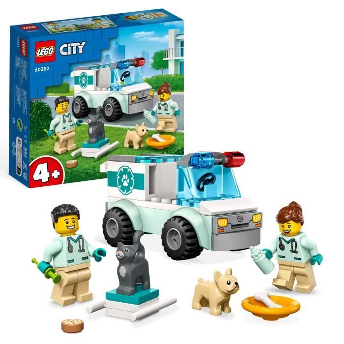 lego® city 60382 l'intervention du véhicule vétérinaire, ambulance jouet pour animaux