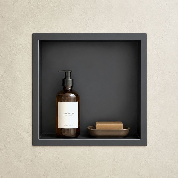 Mai & Mai Étagère murale à carreler noir 30x30x8 3cm niche de douche à encastrer en inox