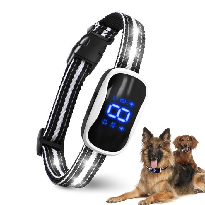 Meilleurs prix pour MASBRILL Collier Anti-Aboiement pour Chien - Avec Lumière LED, Son, Vibration & Choc, Collier Dressage pour Petit Moyen Grand Chien